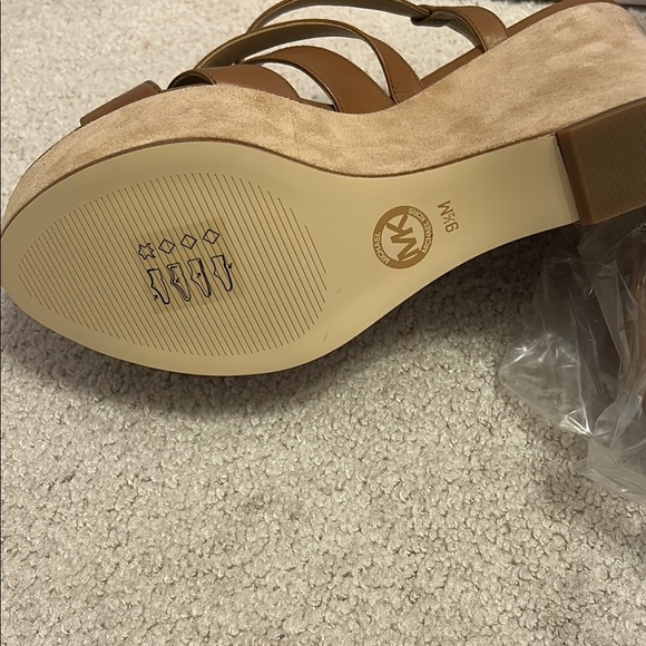 Michael Kors Brown Leather Wedge Sandals - Picture 3 of 3